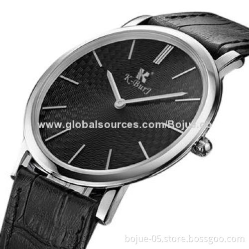 Black leather strap watch